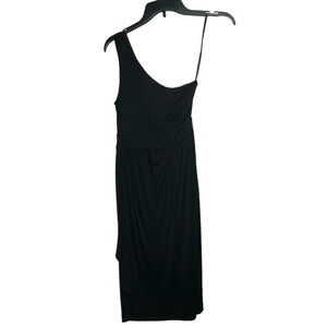 Diane Von Furstenberg Black Rona One Shoulder Silk Blend Cocktail Dress Size 0
